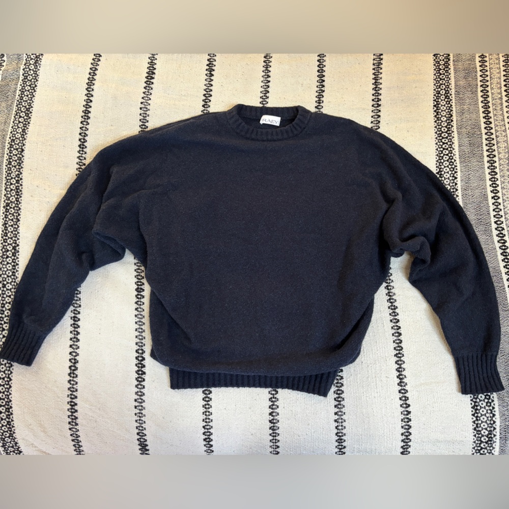 Raey Women's Navy Blue Cotton/Wool/Cashmere Blend Crew Oversized Sweater Size M - Picture 2 of 13